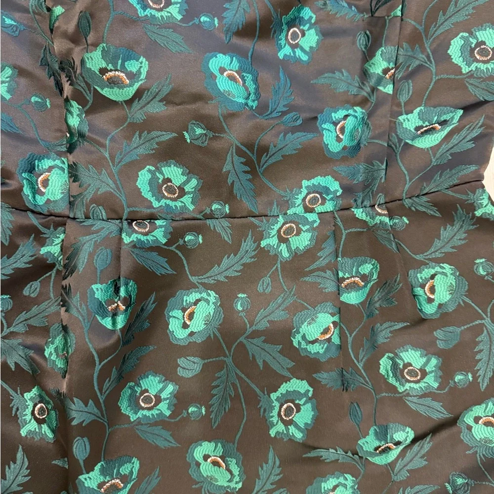 J. Crew Black and Teal Floral Midi Dress